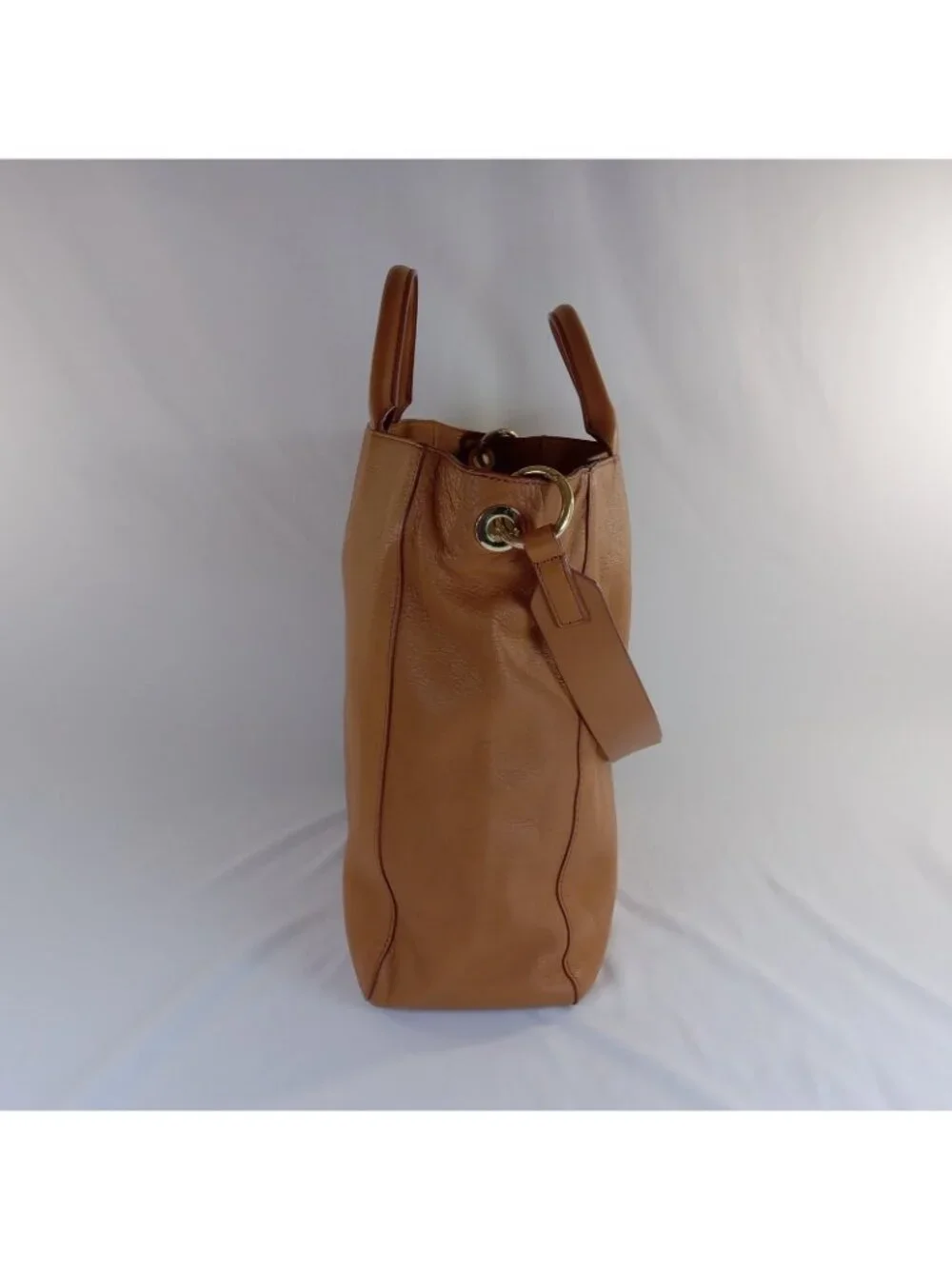 Mark & Graham Camel Leather Tote Bag Tan Brown Leather and Twill Straps 13x15